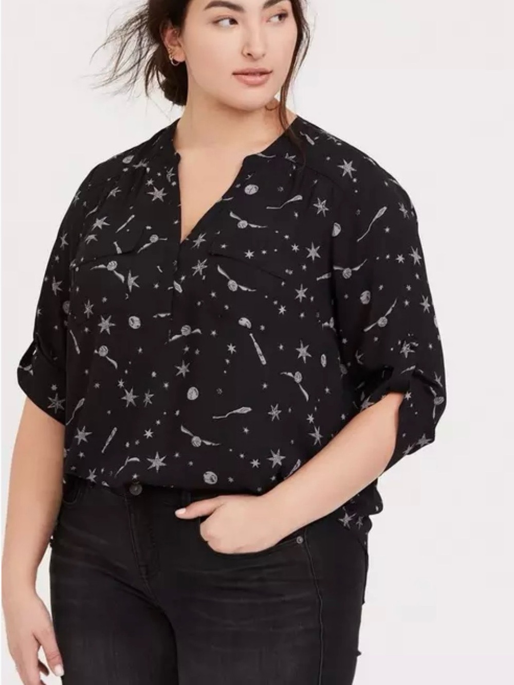 torrid Black Celestial Print Pullover Tunic